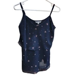 CAbi Navy Floral Tank Blouse